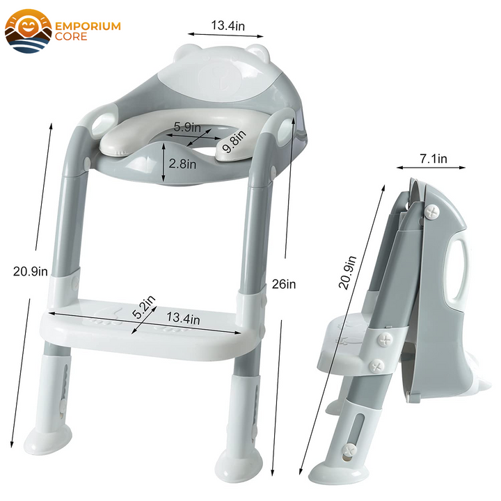 Children's Potty Training Toilet Seat with Step Stool Ladder and Chair - Gray/White